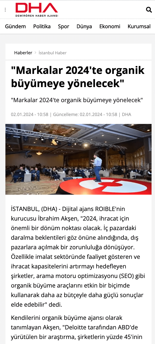 ROIBLE Doğan Haber Ajansı (DHA) haberi