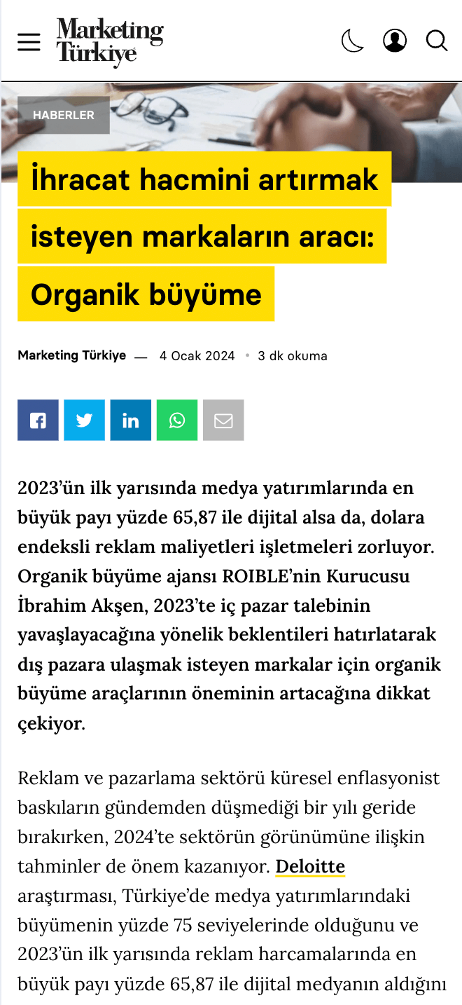 roible marketing türkiye haberi